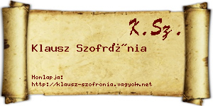 Klausz Szofrónia névjegykártya